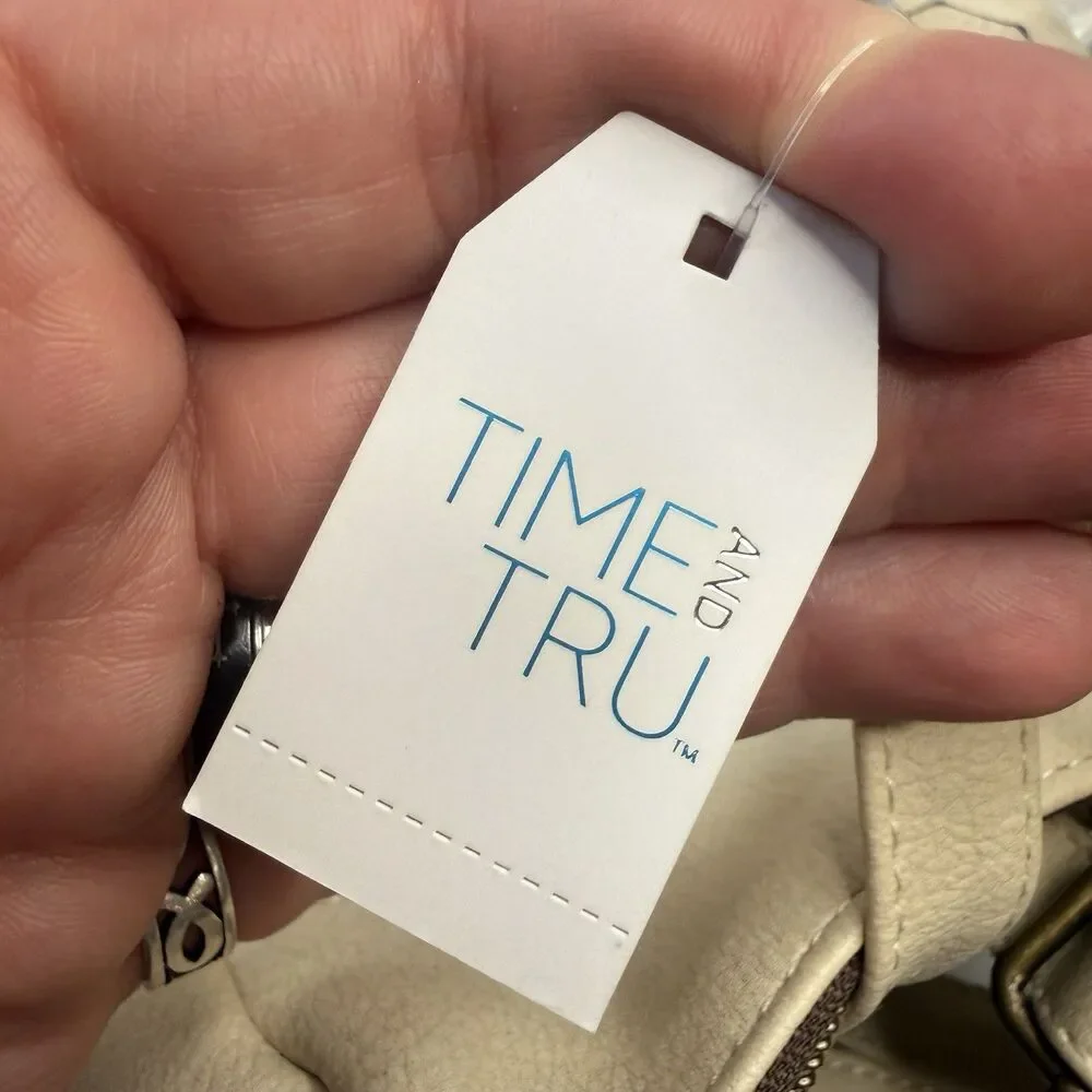Time And Tru 12” Inch Vegan Leather Mini Backpack Brand New - Bone Beige